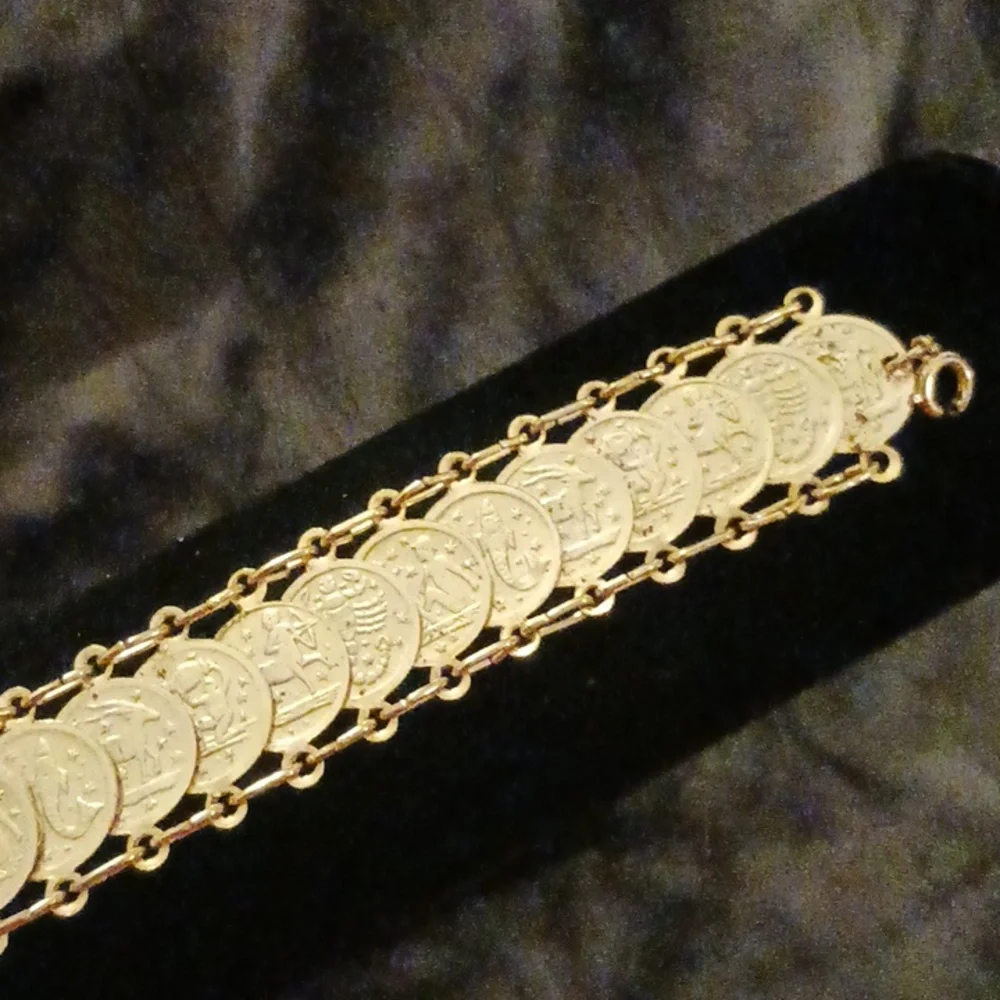 This one was purchased in Italy! Beautiful,gold plated,coin,bracelet! - Picture 11 of 15